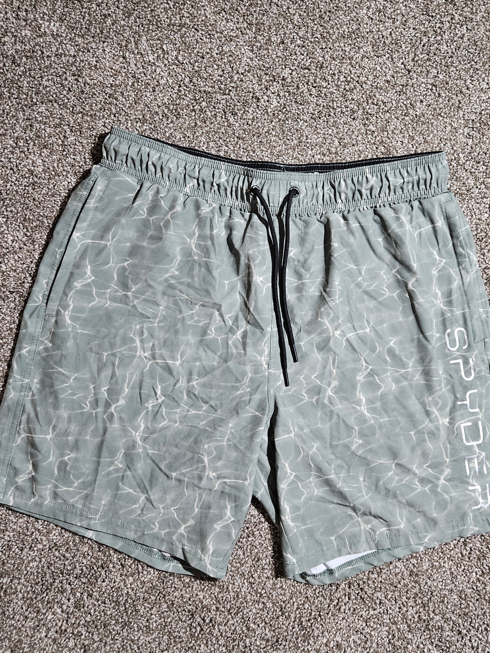 SPYDER Green Pattern Swim Shorts Trunks Swimsuit Shorts Lining Size XXL